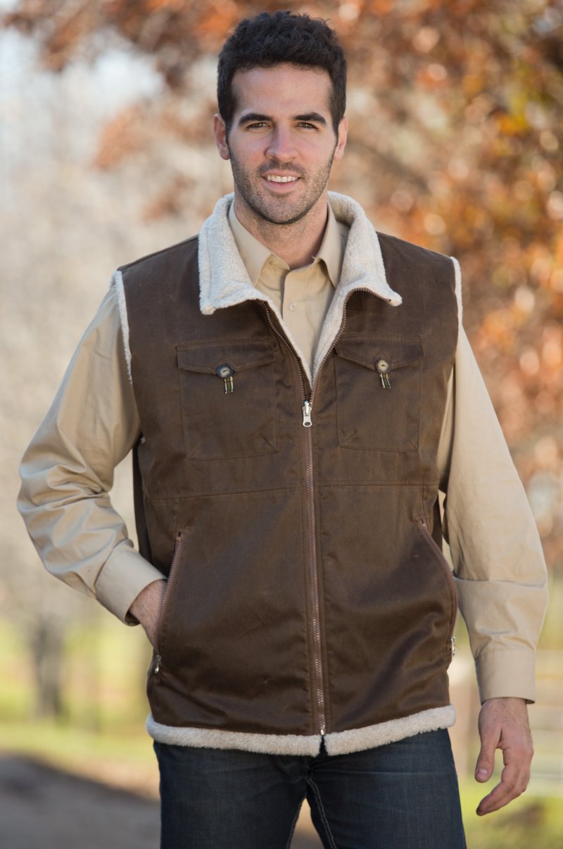Waxed Cotton Vest Mens