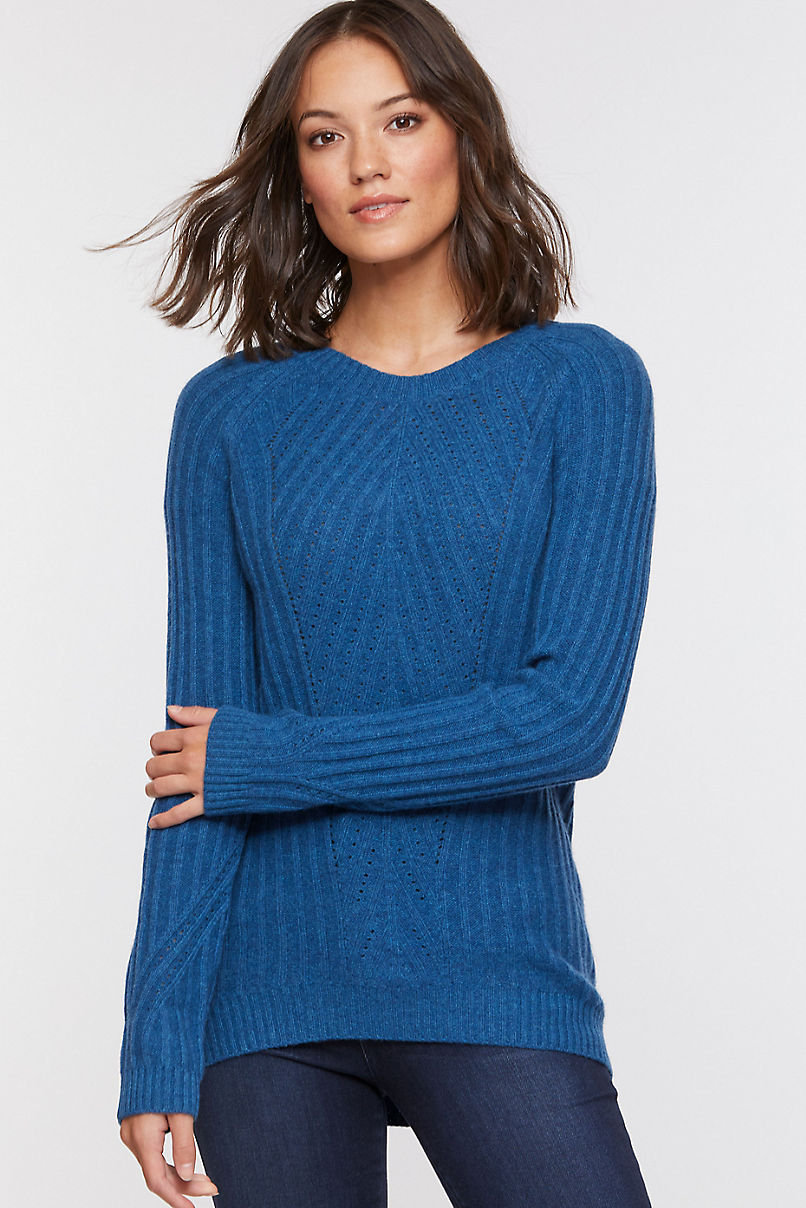 Millie Cashmere Pointelle Pullover Sweater | Overland