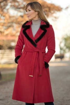 Women's Daveen Cashmere Coat with Mink Fur Trim Overland