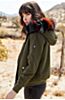 Dinah Hooded Canvas Bomber Jacket with Fox Fur Trim and Detachable Rabbit Fur Vest