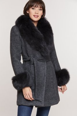 Audrey Alpaca Wool-Blend Coat with Fox Fur Trim | Overland