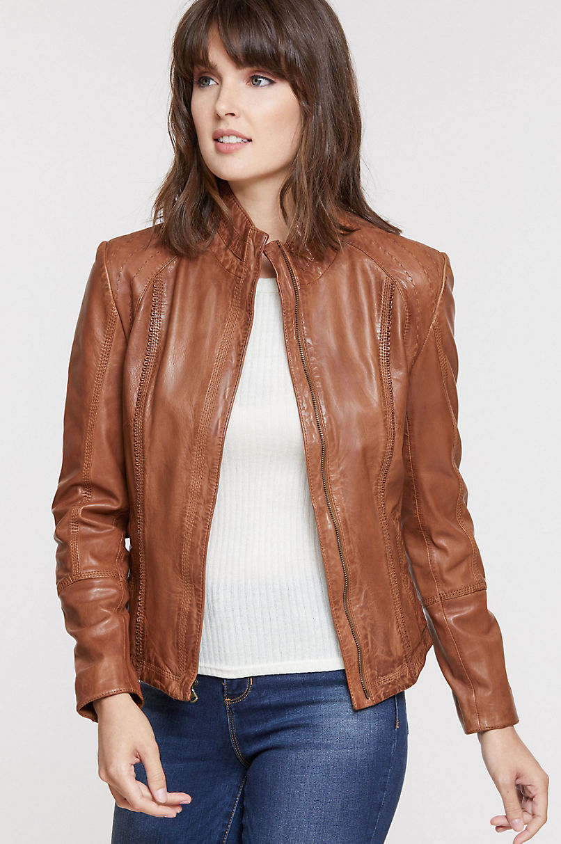 Azura Washed Lambskin Leather Jacket | Overland