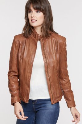 Azura Washed Lambskin Leather Jacket Overland