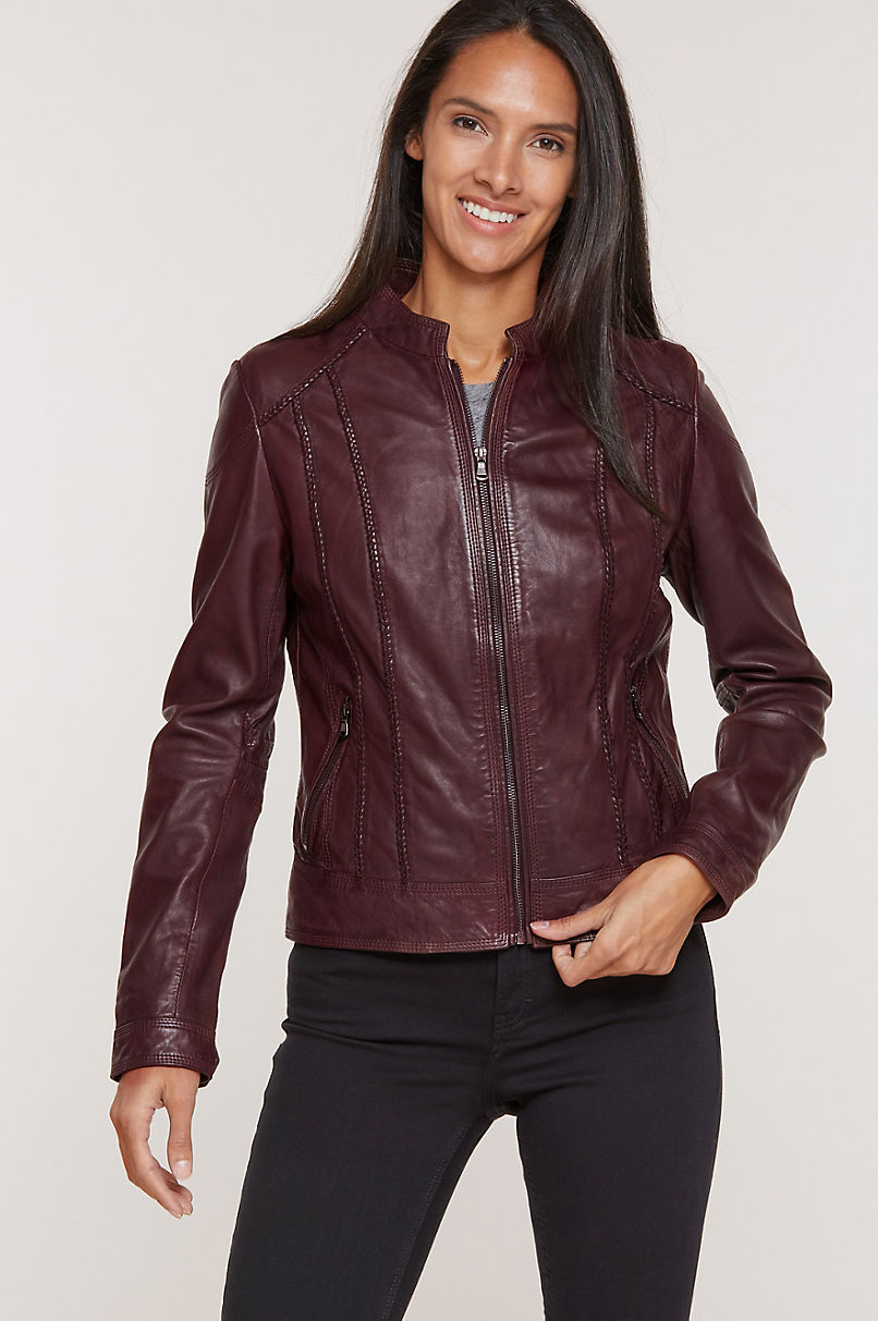 Sue Washed Lambskin Leather Moto Jacket | Overland