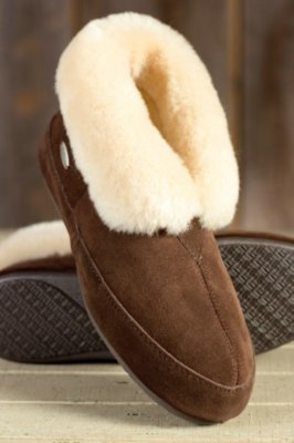 Sheepskin Wide Opening Cabin Slippers with Velcro Closure