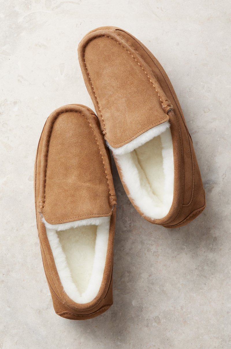 Mens Genuine Australian Suede Sheepskin Fur Loafers Moccasin Slippers All Sizes 