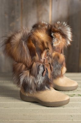 Women’s Linda Calfskin Boots with Red Fox Fur Trim | Overland