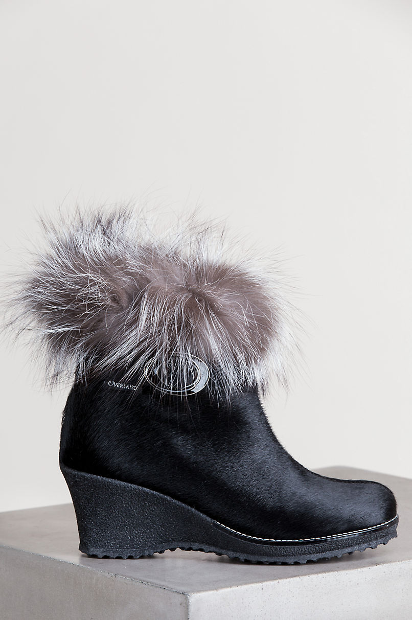 Women's Katy Wool-Lined Calfskin Boots with Fox Fur Trim