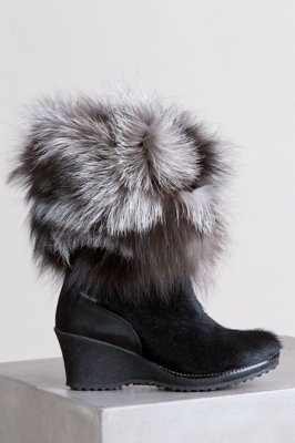 Women's Angelina Wool-Lined Calfskin Boots with Fox Fur Trim | Overland