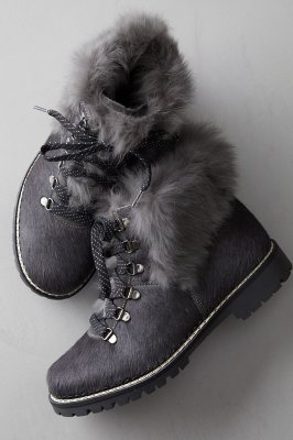 Women’s Forest WoolLined Rabbit Fur and Italian Calfskin Hiker Boots