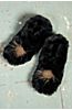 Knitted Rabbit Fur Slippers with Raccoon Fur Pom