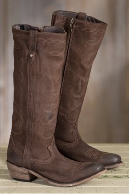 Women’s Liberty Black Nubuck Grease Leather Cowboy Boots Overland