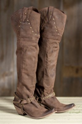 Women’s Liberty Black OvertheKnee Leather Cowboy Boots Overland