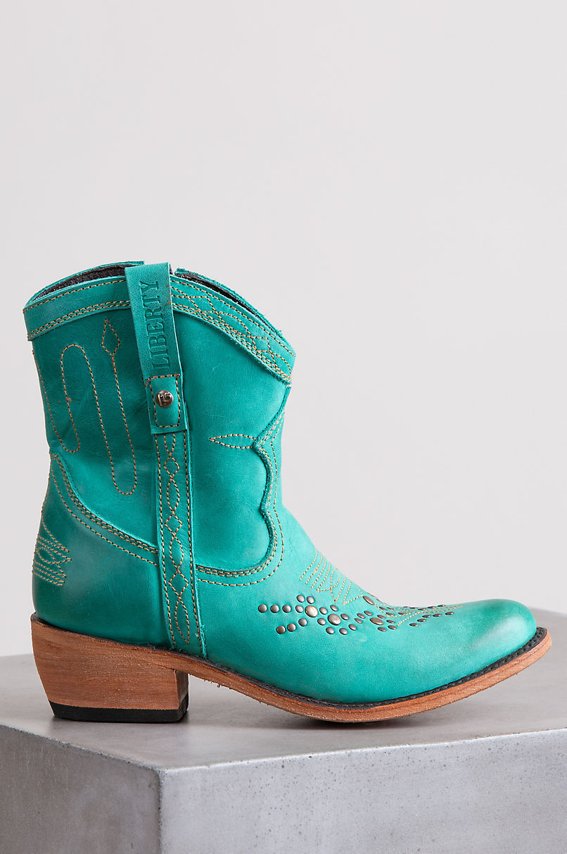 Liberty Black Women's Quinn Turquoise Blue Leather Cowboy Boots