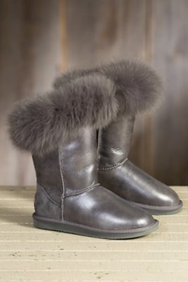 Women’s Australia Luxe Collective Foxy Metallic Shearling Sheepskin Boots with Fox Fur Trim