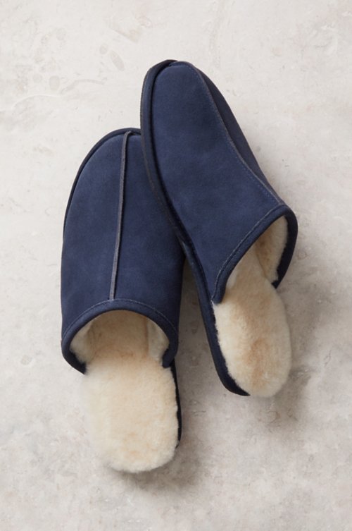mens sheepskin lined slippers
