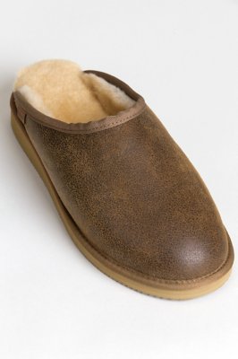 Mens Clyde Australian Merino Sheepskin Scuff Mule Slippers With Arch Support Overland 0456