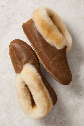 mens fur lined slippers on sale