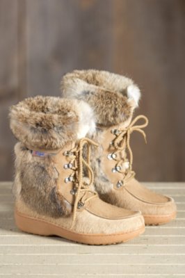Women's Pajar Bionda Cowhide and Rabbit Fur Boots with Shearling Lining