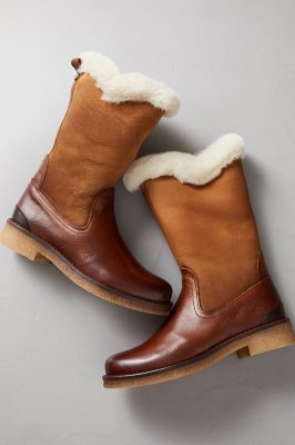 leather sheepskin boots