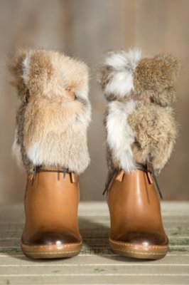 Women's Manas Consolata Leather Boots with Rabbit Fur Trim | Overland