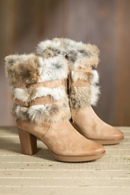 Women's Elise Suede Boots with Rabbit Fur Trim | Overland