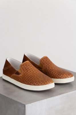 leather woven slip on shoes