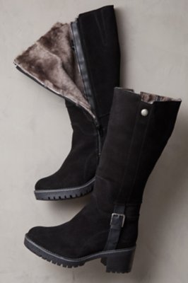 black suede shearling boots