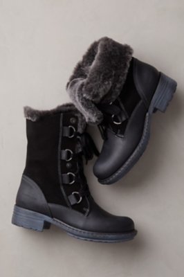 sheepskin lined boots leather womens