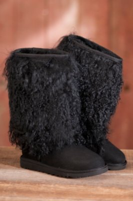 sheepskin cuff ugg boots black