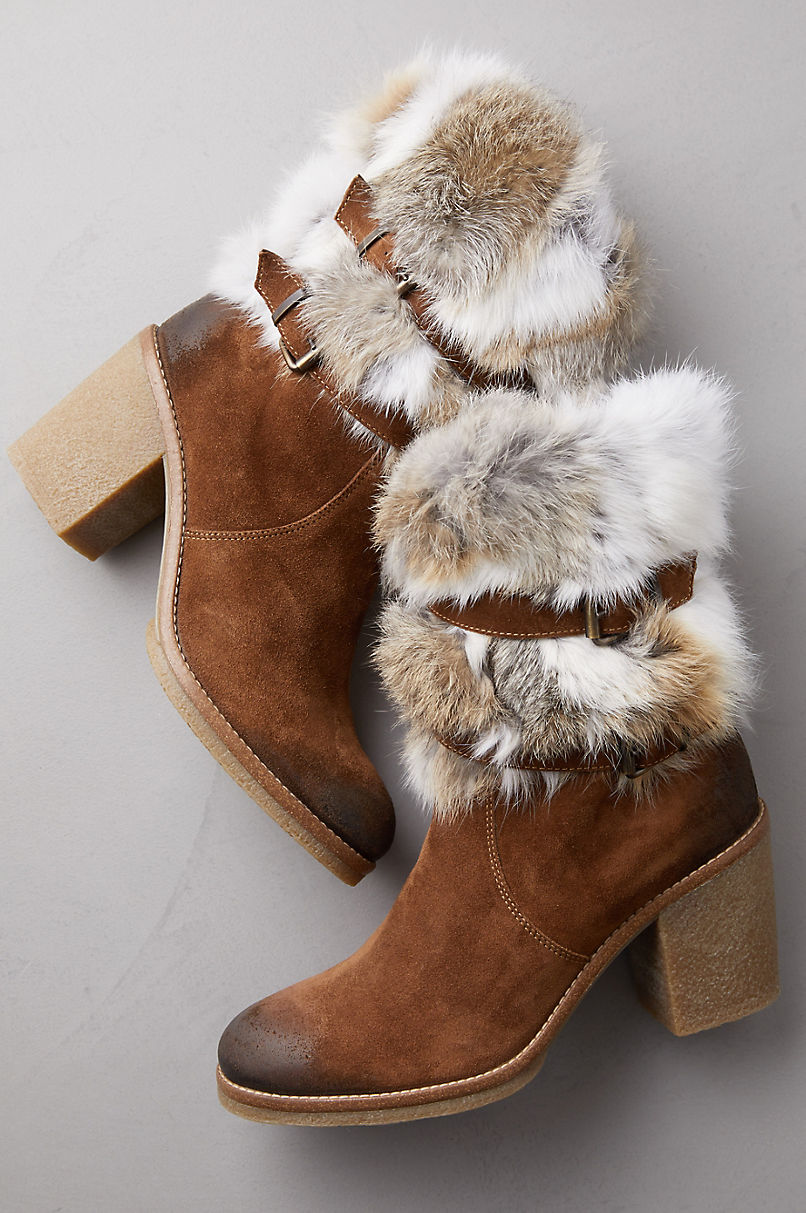 Elsa Rabbit Fur and Calfskin Suede Boots