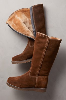sheepskin lined leather boots