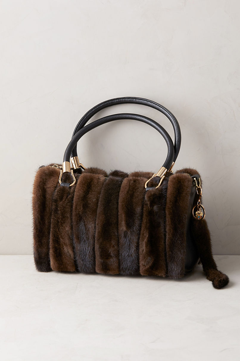 Hayden Danish Mink Fur and Leather Top Handle Shoulder Bag | Overland