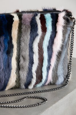 Hanley Danish Mink Fur Crossbody Wristlet Clutch Overland