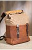 Coronado Redwood Canvas and Bison Leather Backpack with Concealed Carry Pocket