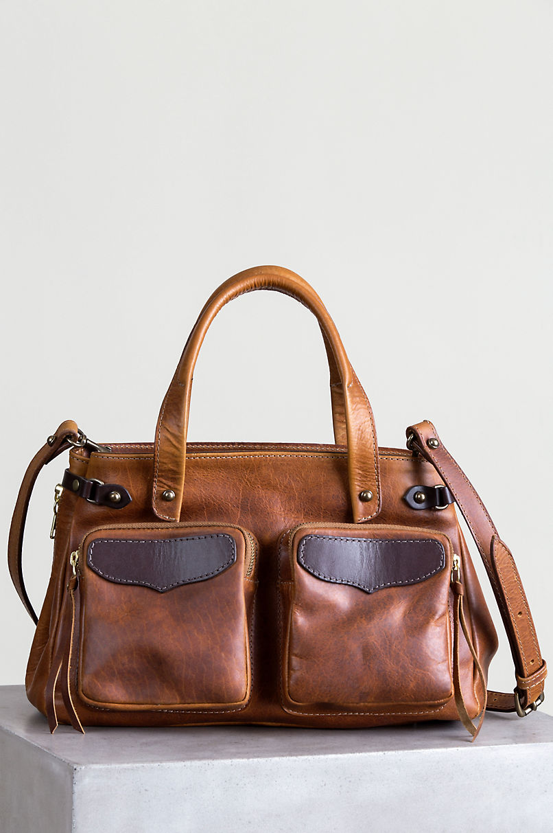 Santa Fe Bison Leather Crossbody Top Handle Handbag with Concealed ...