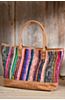 Woven Indian Silk and Leather Tote Bag