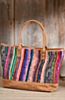 Woven Indian Silk and Leather Tote Bag