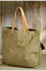 Canvas Army Tote Bag with Leather Handles