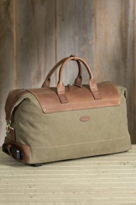 Overland Wayfarer Canvas and Leather Wheeled Duffel Bag Overland