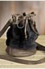 Ann Leather and Shearling Bucket Crossbody Handbag