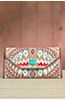 Mary Frances Turquoise Power Beaded Large Clutch with Shoulder Strap
