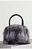 Bellevue Silver Fox Fur and Leather Top Handle Shoulder Handbag