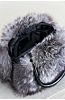 Bellevue Silver Fox Fur and Leather Top Handle Shoulder Handbag