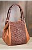 Overland Vivian Lambskin Leather and Woven Cowhide Crossbody Tote Bag