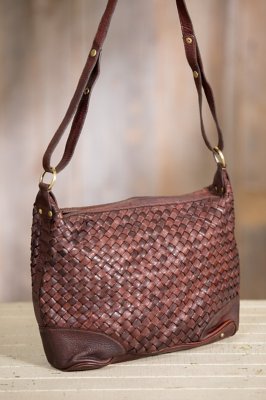 Overland Ira Woven Cowhide Crossbody Handbag Overland