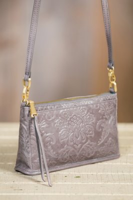 Hobo Cadence Embossed Leather Crossbody Clutch Handbag Overland