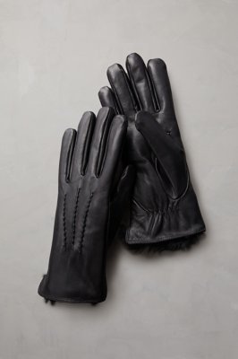 lined black leather gloves
