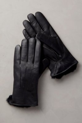 Men's Willow Rabbit FurLined Lambskin Leather Gloves Overland
