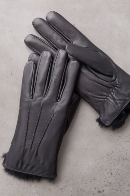 Men's Willow Rabbit FurLined Lambskin Leather Gloves Overland